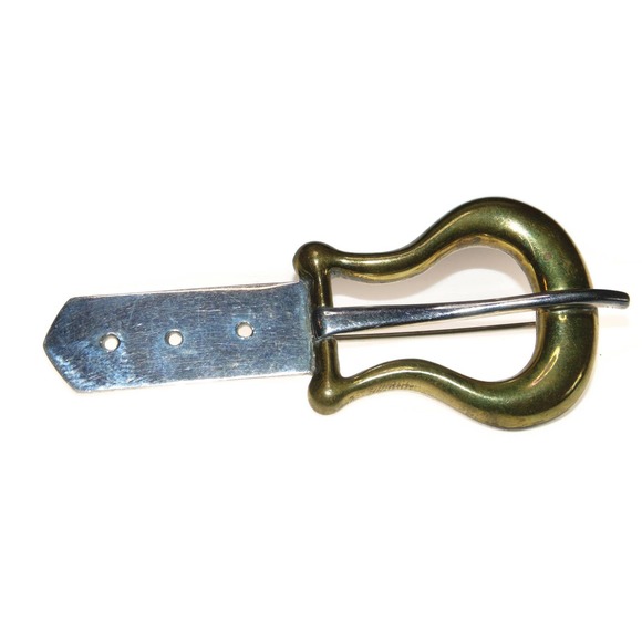 925 Vintage Estate Large Belt Buckle Brooch Solid Sterling Silver Mexico Laton - Picture 2 of 4